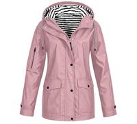 Slxbear Womens Waterproof Softshell Jacket Pink Outdoor Ventures Windbreaker with Datachable Hood Fleece Lined Outdoor Jackets Ladies Hiking Short Coat Casual Outerwear Jacket Hiking Camping XL
