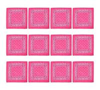 SLXLYH 12pcs Cashew Flower Print Headscarf Large Square Head Scarf Fashion Bandana Headscarf for Outdoor Activity(Rose Red)