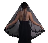 SLXLYH Bridal Veil Bachelorette Party Decorations Bride To Be Bridal Shower Wedding Black Halloween Bride Floral Lace
