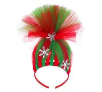 SLXLYH Cartoon Theme Mesh Hairband With Adjustable Elastic Design For Kids Costume Event Stage Performances Hair Accessory(Red and green snowfl)