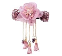 SLXLYH Chinese Styles Hair Pin Handmade Flower Hair Clip Long Tassels Women Hairpin for Ponytails and Various Hairstyles(rose red)