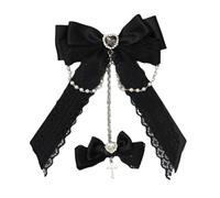 SLXLYH Cosplay Hair Clip Anime Lace Hair Bows with Chain Pendant Anime Barrettes Hair Grip Theme Party Headpiece for Daily Use(Black)