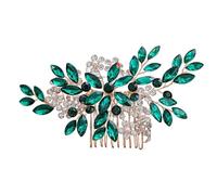 SLXLYH Elegant Bridal Rhinestones Headband Handmade Artificial Pearls Hair Vine Hair Comb for Weddings and Formal Event(Hair comb green)