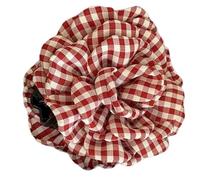 SLXLYH Elegant Check Flower Hair Clip Stylish Women Hair Barrettes Versatiles Hair Clip for Daily Commute(red)