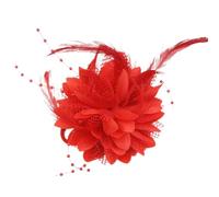 SLXLYH Elegant Flower Feathered Hair Clip for Women and Girls Hair Accessory for Weddings Parties and School Performances(Red)