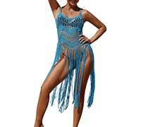 SLXLYH Hollow Out Bikinis Cover Up For Women Loose Beach-Dress Solid Bathing Suit Lady Tassels Swimsuit Women Bathing Suit Tassels Swimsuit Hollow Out Beach-dress