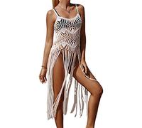 SLXLYH Hollow Out Bikinis Cover Up For Women Loose Beach-Dress Solid Bathing Suit Lady Tassels Swimsuit Women Bathing Suit Tassels Swimsuit Hollow Out Beach-dress
