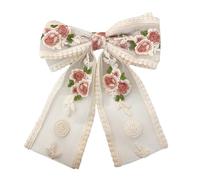 SLXLYH Lace Bows Elegant 2000s Side Clip Bows Hair Clip Sweet Girls Floral Embroidered Flower Large Bowknot Balletcore(Large Bow)