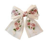 SLXLYH Lace Bows Elegant 2000s Side Clip Bows Hair Clip Sweet Girls Floral Embroidered Flower Large Bowknot Balletcore(Medium Bow)