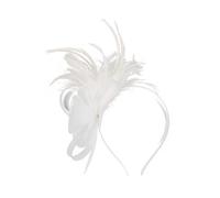SLXLYH Tulle Flower Hair Hoop for Women Elegant 1920s Feathered Headband Nonslip Flapper Fascinator Hairband for Formal Event(White)