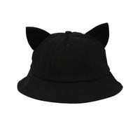 SLXLYH Unisex Colorful Bucket Hat Cats Ear Decorated 3D Cats Ears Sun Hat for Trendsetting Fisherman Hat Photo Props(Black)