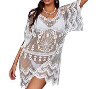 SLXLYH Womens Lace Beach-Dress Loose Kaftan Casual Bathing Suit Cover Up Fashion V-neck Swimsuit For Vacation Womens Bathing Suit Flowy Lace Beach-dress Bikinis Beachwear