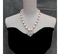 SLXWSXZE 12x14mm Freshwater White Rice Pearl Red Coral Necklace 35x40m White Quartz Rough Raw Leafage Pendant