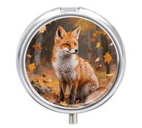 Sly Fox Pill Box - 3 Compartment Travel Pill Organizer with Small Mirror, Portable Pillcase for Pocket & Purse, Cute Round Medicine Case, Weekly Medicine Container