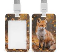 Sly Fox Retractable ID Badge Holder with Lanyard - Vertical Badge Reel,Keychain Clip,Name Tag Id Card Holder Protector for Nurse Officer Teacher Security Staff Women Men