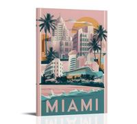 SLYASZX Miami Poster Canvas Oil Painting Decorative Painting Art Poster Hanging Painting Home Living Room Bedroom Dining WallFrame-style12x18inch(30x45cm)