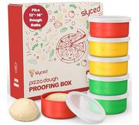 Slyced Set of 6 Silicone Pizza Dough Proofing Box - BPA-Free Silicone, Stackable, with Transparent Lid and Air Hole - Versatile Food Storage Container - Pizza Making Accessories - For 12"-16" Pizzas