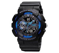 SLYHHZHMY Large Dial Round Watch Casual Sport Wristwatch PU Strap Men's Watches Women's Watches (Blue)