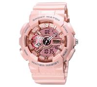 SLYHHZHMY Large Dial Round Watch Casual Sport Wristwatch PU Strap Men's Watches Women's Watches (Pink)
