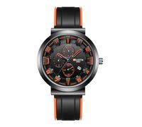 SLYHHZHMY Men's Fashion Watches Casual Large Disc Watches Subdial Decorated Watches with Calendars (Orange)