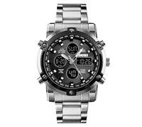 SLYHHZHMY Men's Multifunctional Electronic Watch Double Movement Men's Wristwatch Large Dial Electronic Watch Stainless Steel Wristwatch (3)