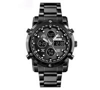 SLYHHZHMY Men's Multifunctional Electronic Watch Double Movement Men's Wristwatch Large Dial Electronic Watch Stainless Steel Wristwatch (4)