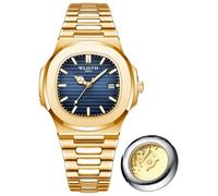 SLYHHZHMY Men's Watch Business Quartz Luminous Watch with Calendar Wristwatch Men's Formal Watch (Blue Gold)