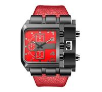 SLYHHZHMY Men's Watches Large Dial Quartz Watches Square Belt Watches Fashion Watches Waterproof Watches (Red)