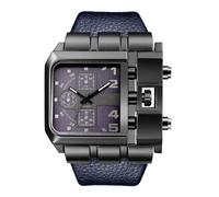 SLYHHZHMY Men's Watches Large Dial Quartz Watches Square Belt Watches Fashion Watches Waterproof Watches (Blue)