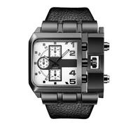 SLYHHZHMY Men's Watches Large Dial Quartz Watches Square Belt Watches Fashion Watches Waterproof Watches (White)