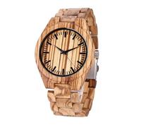 SLYHHZHMY Men's Watches Women's Watches Vintage Wooden Watches Round Quartz Watches (Zebra color)