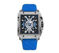 SLYHHZHMY Square Large Dial Men's Watch Sports Watch Quartz Movement Luminous Calendar Watch (Blue)