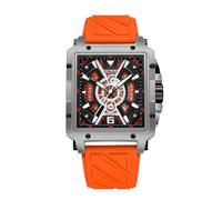 SLYHHZHMY Square Large Dial Men's Watch Sports Watch Quartz Movement Luminous Calendar Watch (Orange)