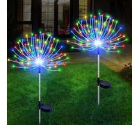 Slyuexu Solar Garden Lights Outdoor Waterproof, 2 Pack 120 LED Solar Firework Lights Decorative Garden Décor Outside for Flowerbed Pathway Party Christmas Decoration, Multicolor
