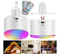 slywise Battery Operated Light Bulb with Remote RGB Rechargeable Light Bulb USB Charging,50H Long Life Emergency Light Bulbs for Power Outage,Battery Powered Light Bulb for Home,Outdoor Activities