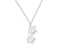 Slyzzcjb Personalized Paw Print Name Necklace with 1-4 Names, Custom Engraved Paw Print Necklace, Pet Memorial Jewelry for Pet Lovers, Gift Mothers Day Gift for Pet Mom(Silver/Rose/Gold)