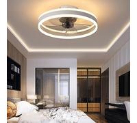 Slzyqnyy 50cm Flush Mount Ceiling Fan with Remote Control - Modern Low Profile LED Light Fixture with 3 Colour Modes & 6 Speeds - Smart Dimmable Lighting for Bedroom, Living Room, or Kitchen