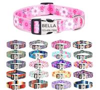SLZZ Custom Customized Personalised Dog Collars with Engraved ID Tags Name Plate Phone Number Colorful Adjustable Dog Collars for Male Female Girl Boy Puppy X-Small Small Medium Large X-Large Dogs