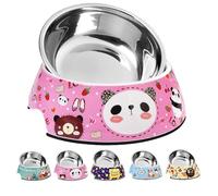 SLZZ Pet Cats Dogs 2 in 1 Food Water Bowls - Non Slip Skid Proof Heavy Duty Pet Cats Dog Food Water Bowls for Feeding Drinking Small Medium Large Dogs Cats Puppies-Pink Panda-S