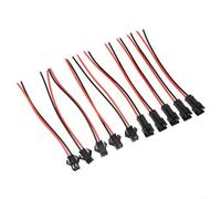 SM 2-Pin Male and Female Wire Connector Set - 10-Piece PVC-Insulated 2.0mm Red/Black Cable Assembly (100mm) for LED Light for Bars, Drivers,