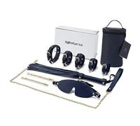 SM Adult Bound Bondage Leather Suit Bound Conditioning Hands and Feet Cuffs Whip Pat Eye Mask Collar (6PCS)