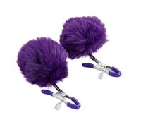 Sm Adult Sexs Product Feather Nipple Clamps for Women Non Piercing Beginner Female Flirting Sexy Seduction Fur Ball Nipple Clip Purple One Size