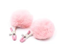 Sm Adult Sexs Product Feather Nipple Clamps for Women Non Piercing Beginner Female Flirting Sexy Seduction Fur Ball Nipple Clip Pink One Size