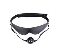 Sm Bondage Ball Gag Oral Fixation Stuffed Open Mouth Gag BDSM 2In1 Gag & Eye Mask Bundle Adjustable Breathable Adult Toys Black One Size