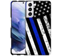 SM CASES for Samsung Galaxy S21 5G Case - Thin Blue Line USA Police Flag Grunge 3D Printed Design Phone Back Hard Plastic Cover Case Compatible with Samsung Galaxy S21 5G
