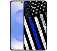 SM CASES for Samsung Galaxy S25 Plus Case - Thin Blue Line Grunge USA Police Flag 2D Printed Design Phone Back TPU Rubber Protective Shockproof Case Cover for Samsung Galaxy S25+