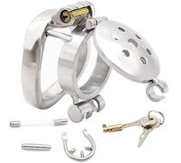 SM Chastity Belt Man Chastity Cage Men's Stainless Steel Chastity Cage Penis Cage with Open Lid Cock Cage Dilator Cock Ring Drop Ring Bondage Chastity Belt for Couples Men(Ring50mm,S)