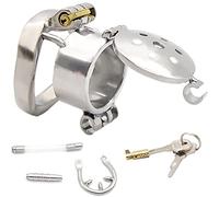 SM Chastity Belt Man Chastity Cage Men's Stainless Steel Chastity Cage Penis Cage with Open Lid Cock Cage Dilator Cock Ring Drop Ring Bondage Chastity Belt for Couples Men(Ring40mm,M)