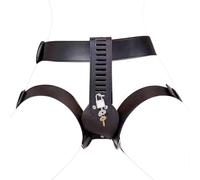 SM Chastity Pants with Lock, Leather Chastity Belt, Strap-on Butt Plug Harness, BDSM Bondage, Strapon Anal Plug, Adult Sex Toys for Men