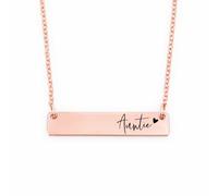 SM Design Personalized Auntie Bar Necklace - Aunt Jewelry Personalized Name Gift Idea Stainless Steel Silver Gold Rose Gold Christmas Stocking Stuffer Birthday AUNT-BAR